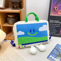 Funny Cartoon Smiling Face Shoulder Bag Casual Computer Protective Student Embroidery Laptop Fashion Big Capacity Versatile Bag
