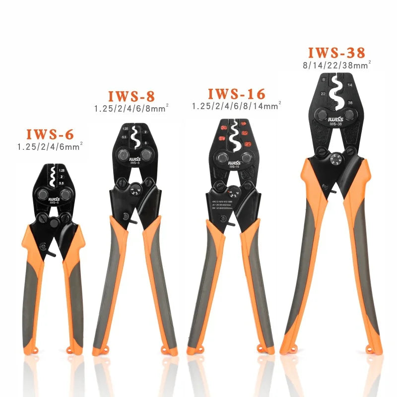 IWS-6/8/16/38 crimper plier Ratchet Crimping Tool for Non-Insulated Terminals 1.25-38MM² Polished Jaw Pressure regulating de