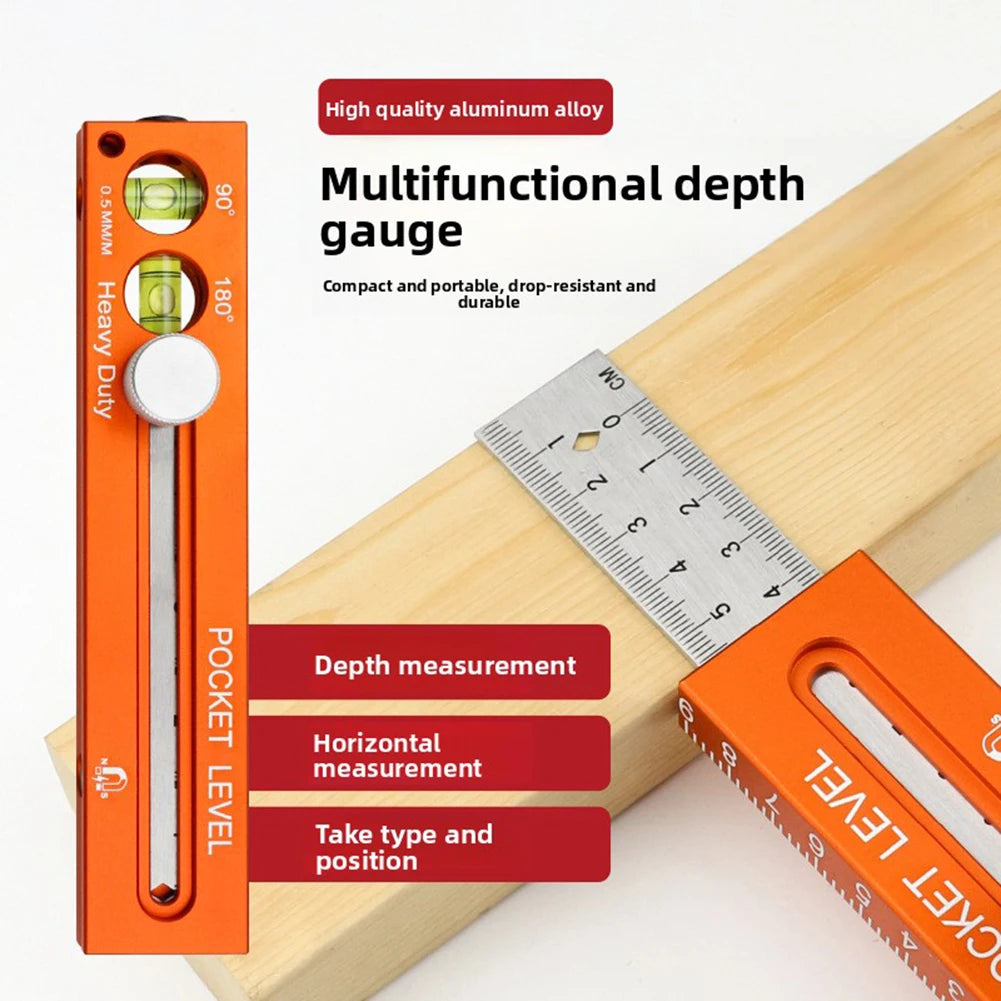 Multi-Role Foldable Depth Measuring Ruler Woodworking Multi-Angle Marking Ruler Adjustable Positioning Scribing Protractor Tools