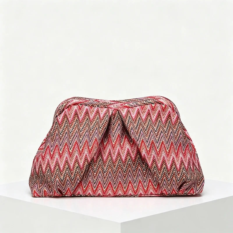 European American Retro Women Handbag Summer Elegant Bohemian Pleated Dinner Bag Fashionable Exquisite Versatile Party Phone Bag