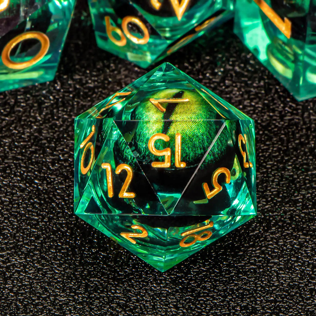 7pcs Dragon Eye D&D Dice Set DND, Sharp Edge Resin Liquid Core Dungeon and Dragon Dice, Role Playing Dice D20 D12 D10 D8 D6 D4