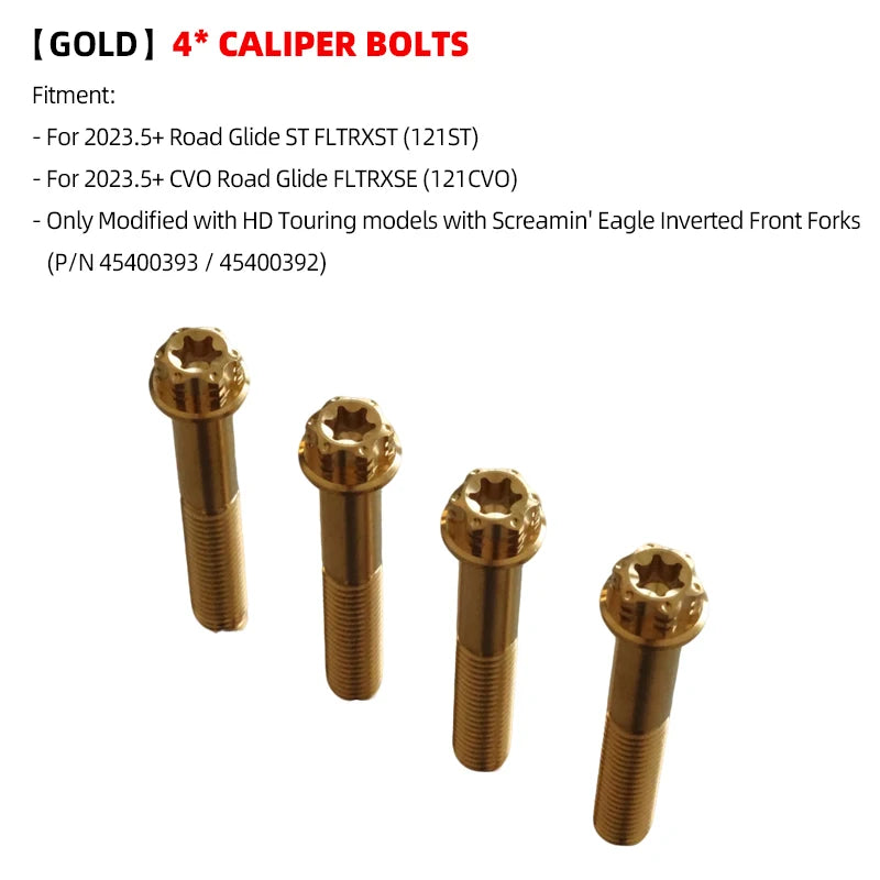 Road Faith Titanium Alloy Motorcycle Caliper Bolt Front Fender Bolts Anti-theft For HD 121CVO 121ST 24-up 117 Road/ Street Glide