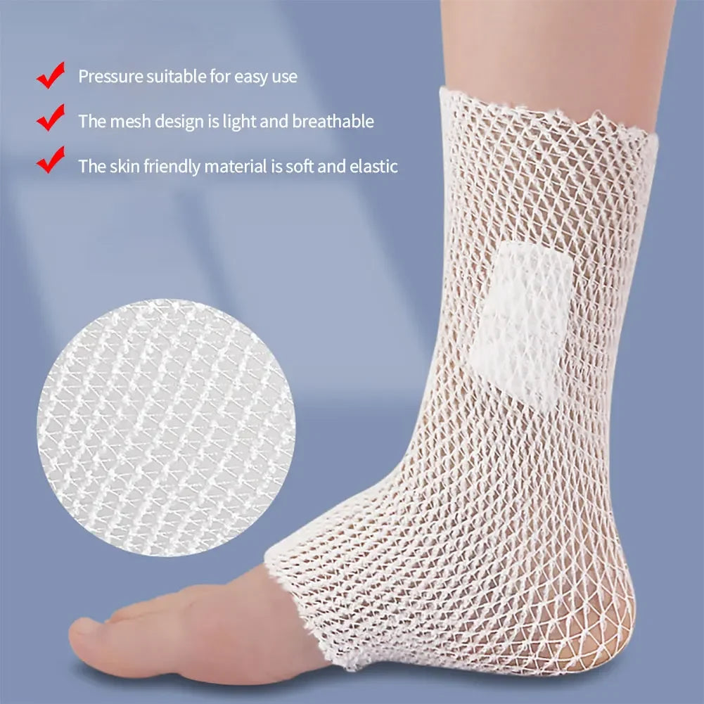 1Roll Net Tubular Bandage Elastic Mesh Wound Dressing Tubing Gauze Breathable Bandage Stretch Tube Bandages for Wrist Elbow Knee