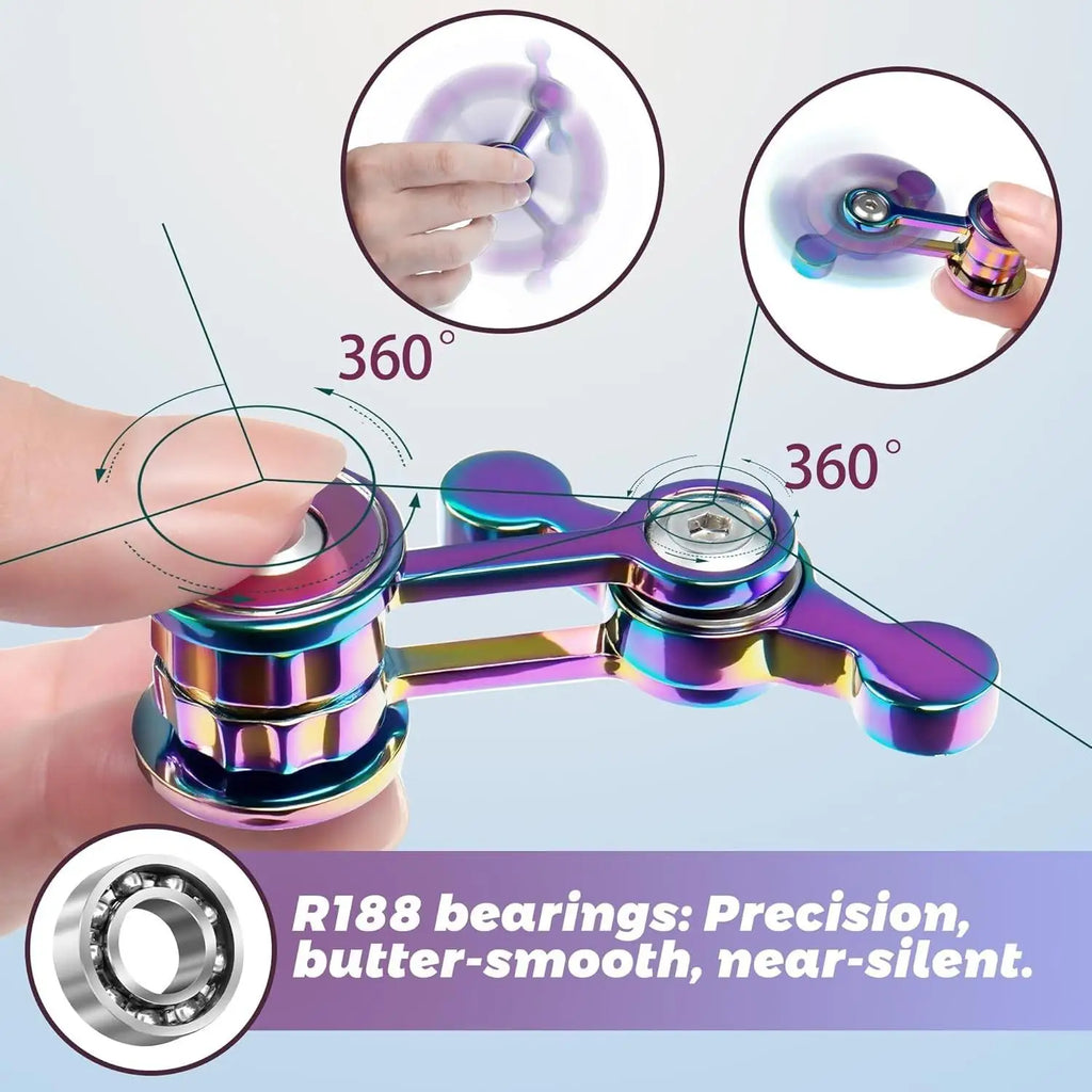 Metal Sensory Fidget Hand Toys, Focus Finger Spinning Toys for Adults, Relieves Stress & Boredom, Perfect Office Gift