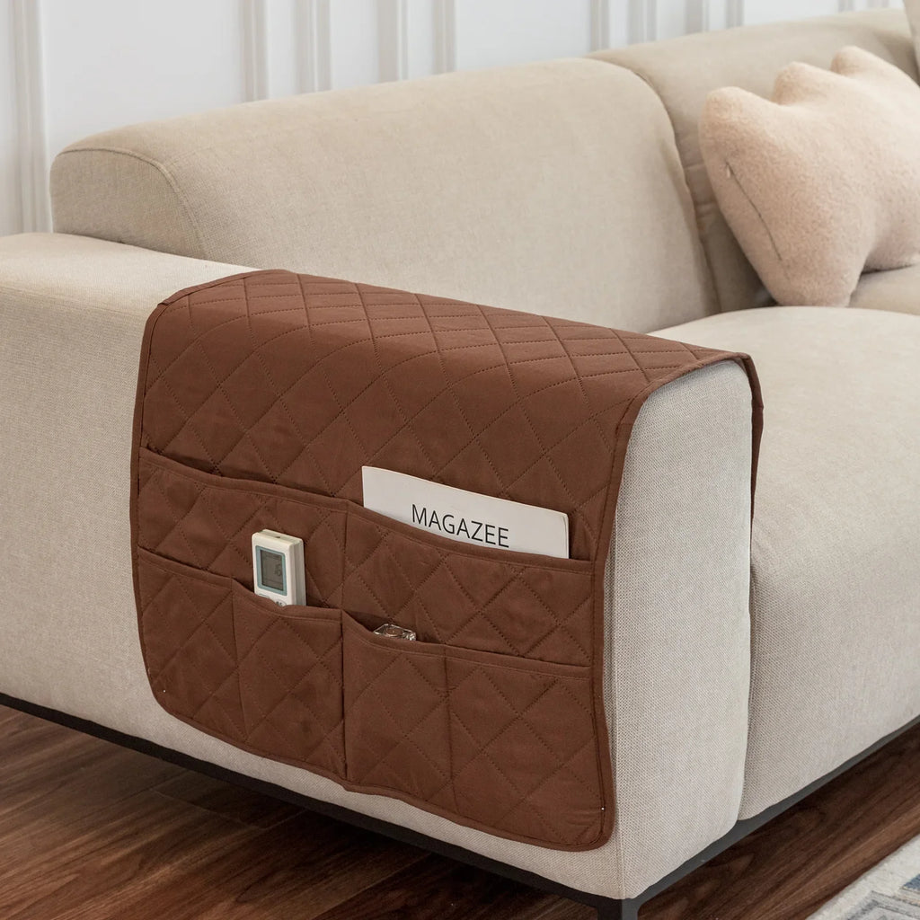 New Sofa Hand Towel with Storage Pocket Magazine Remote Control Sofa Recliner Armrest Clutter Management Bag