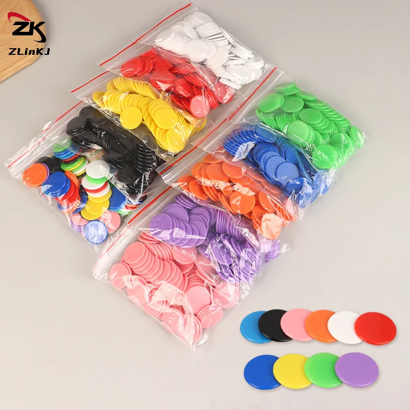 100Pcs 25mm Montessori Learning Education Math Toy Plastic Poker Chips Bingo Chip Markers Token Family Club Party Counting Toy