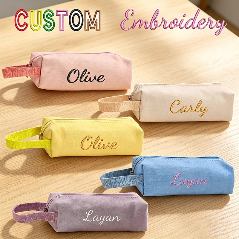 Customised Embroidery/Standard Style 2 Options, Candy-Colored Pencil Case, Storage Bag, Back-to-School Season, Gift!
