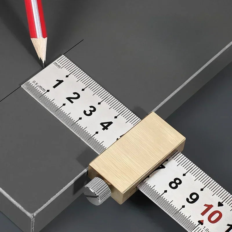 Metal Carpenter Carpentry Square Woodworking Tools Carpentry Steel Ruler Positioning Limit Block Measuring Marking Gauge