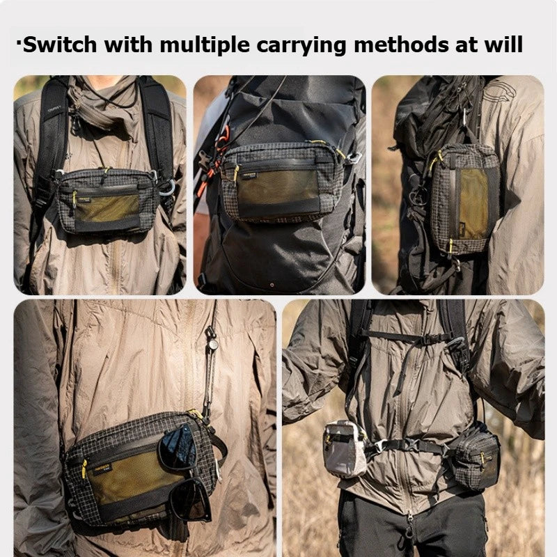 Dyneema Tactical UHMWPE Fanny Pack Waterproof UltraLight 1.1L Multi Pocket for Cycling Running Hiking Camping Outdoor Sports