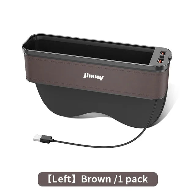 Car Interior LED 7-Color Atmosphere Light Sewn Chair Storage Box  For Suzuki Jimny Auto Universal USB Storage Box Accessories