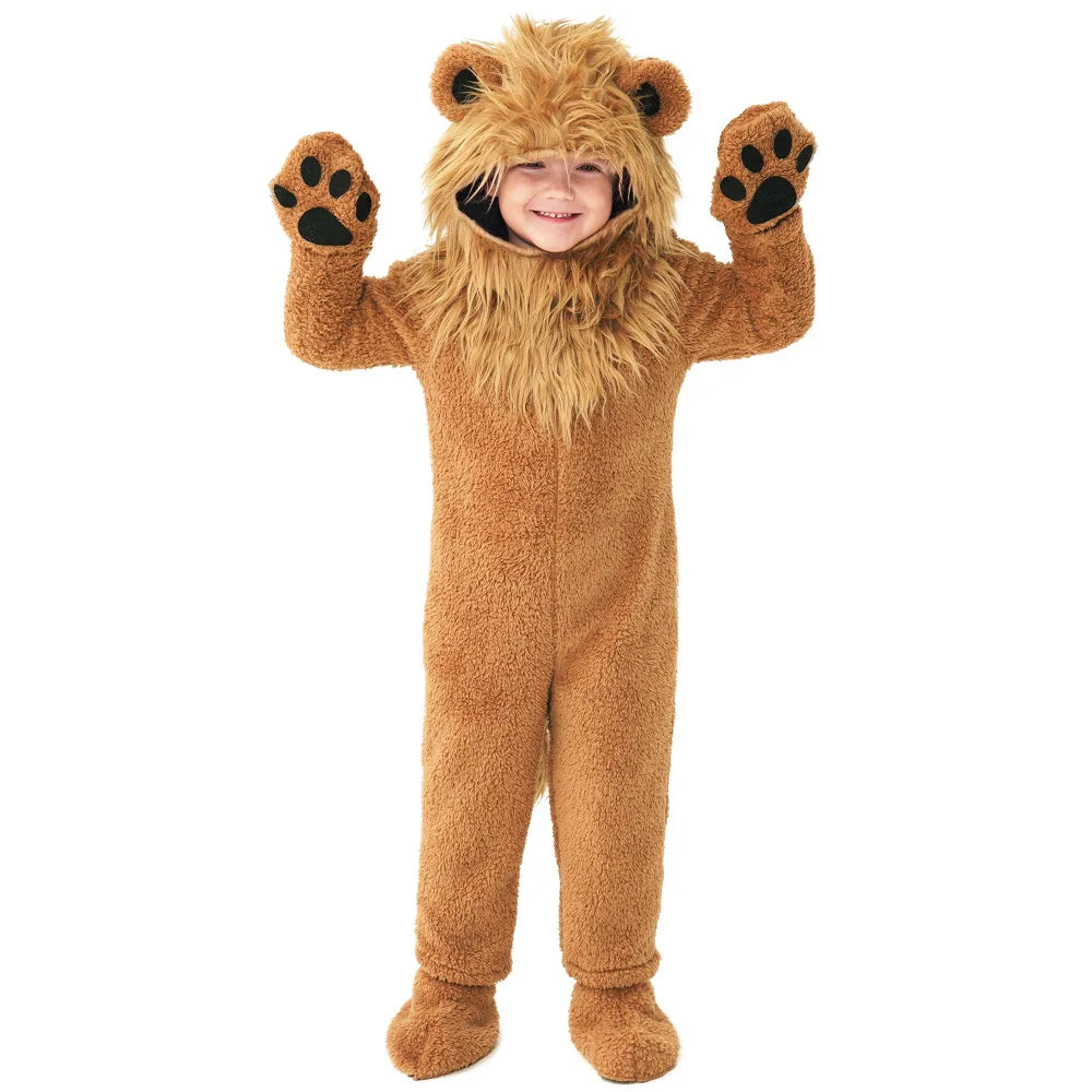 Umorden Fleece Furry Boy's Lion Costume for Child Kids Toddler 2-12Y Complete Set Animal Themed Party Cosplay Halloween Purim