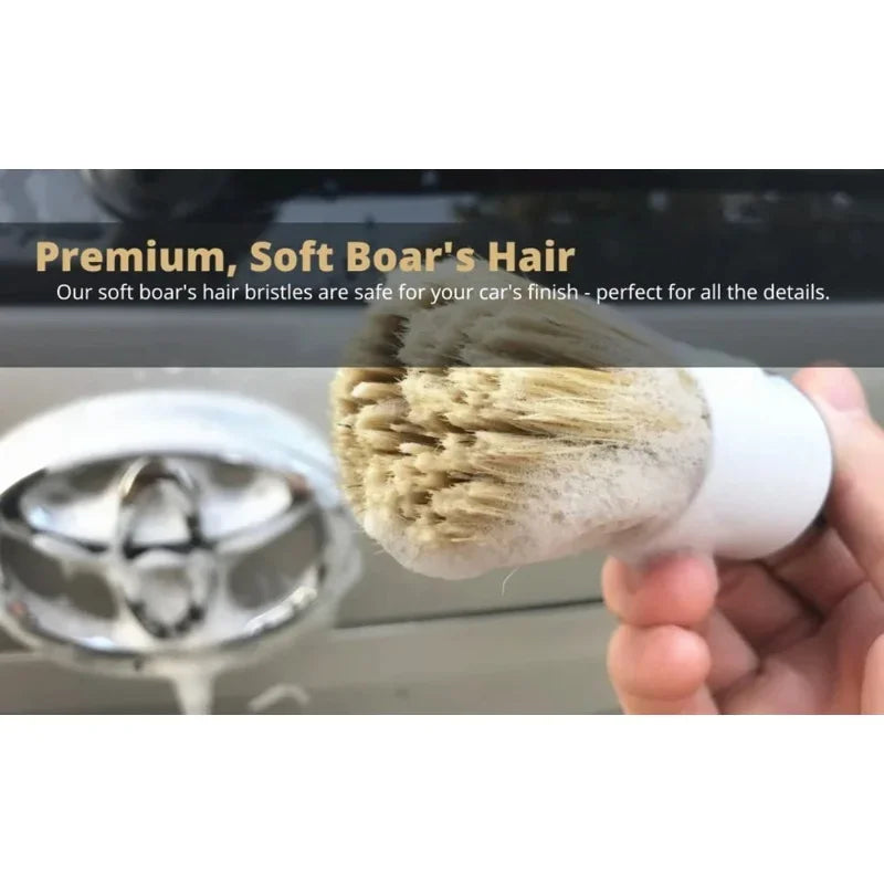 Car Detailing Brush Set 5Pc Premium Soft Auto Cleaning Brushes for Interior Exterior Wheels Emblems Air Vents Sensitive Surfaces