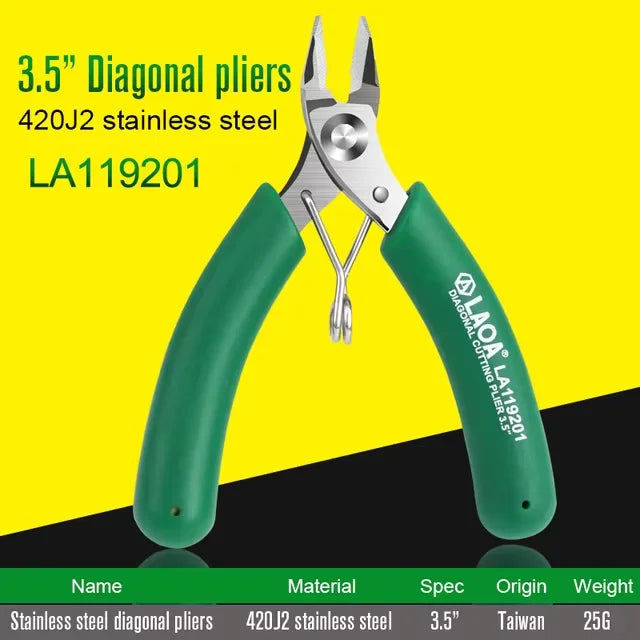LAOA Mini Side Cutter 3.5 Inch Stainless Long Nose Nippers Small Cutting Electronic Scissors Diagonal Pliers Wire Cutter
