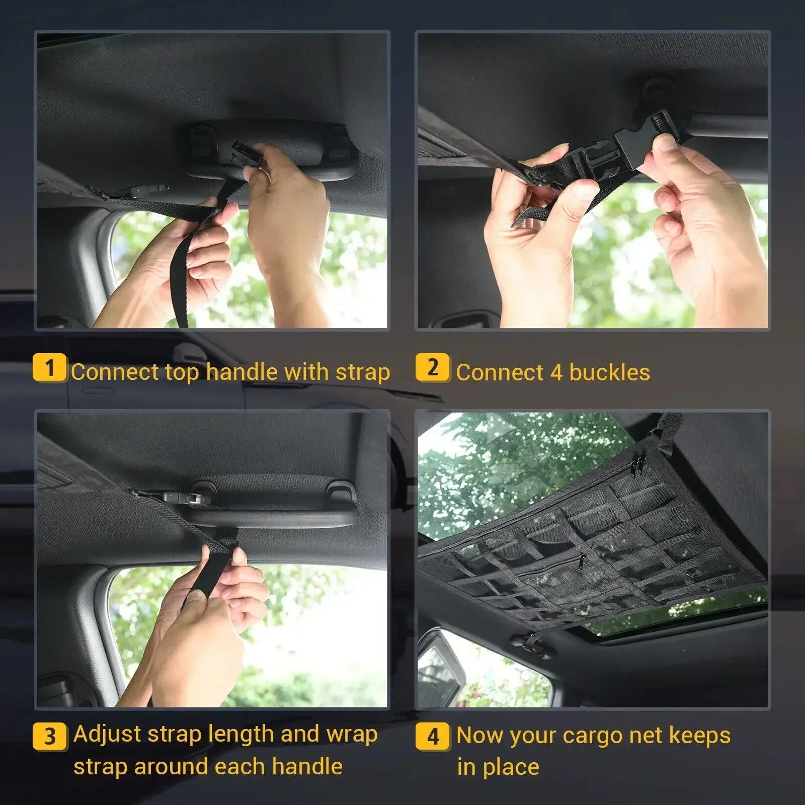 Car Ceiling Storage Net Interior Cargo Net Universal Trunk Pocket Storage Adjustable Car Bag Sundries Organizer Pouc