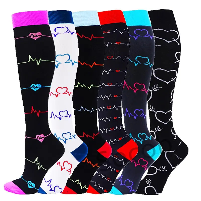 6/7 Pairs Compression Socks Varicose Diabetes Sock Running Cycling Hiking Touring Bicycle Marathon Outdoor Rugby Edema Long Tube
