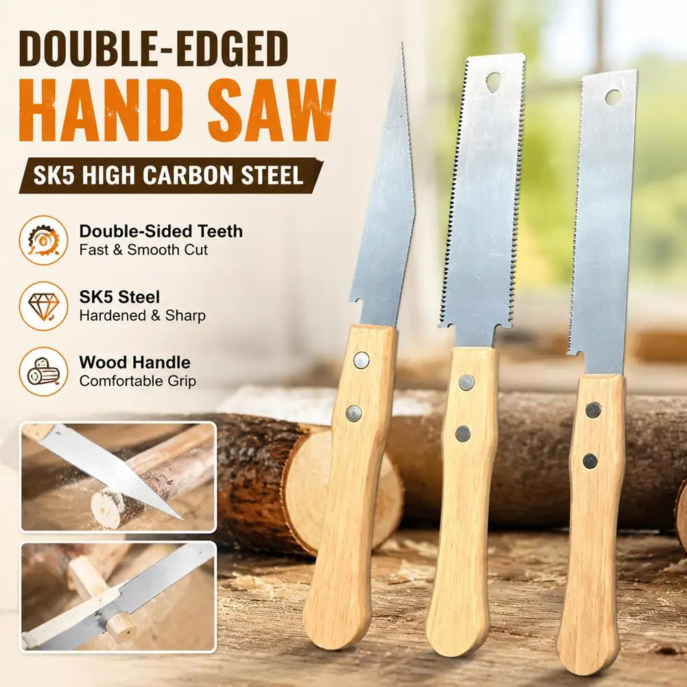 Small Woodworking Hand Saw Hand Saw with Non-slip Wooden Handle Pull Type Flexible Flush Cut Woodworking Cutting Tool