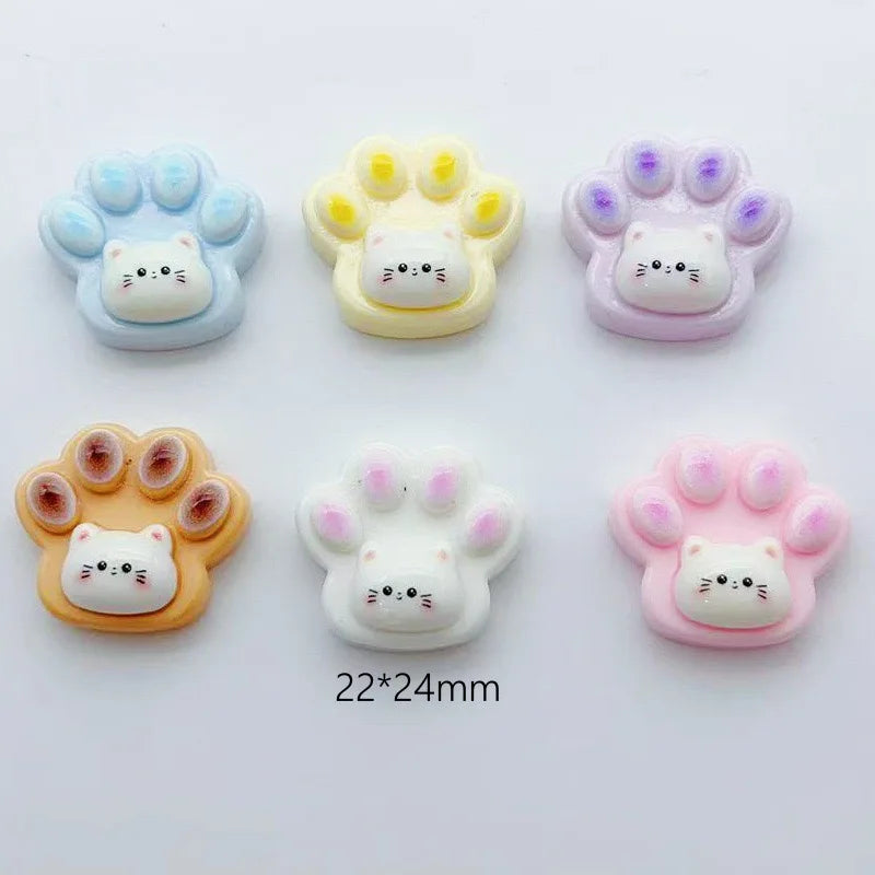10pcs Cartoon Cute Cat Claw Resin Patch Creative Water Cup Decoration Phone Case Refrigerator Adhesive Material