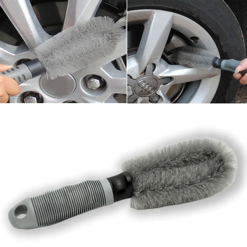 Car Wheel Cleaning Brush Professional Tire Auto Detailing Wet and Dry Wheel Rim Clean Brush Accessory