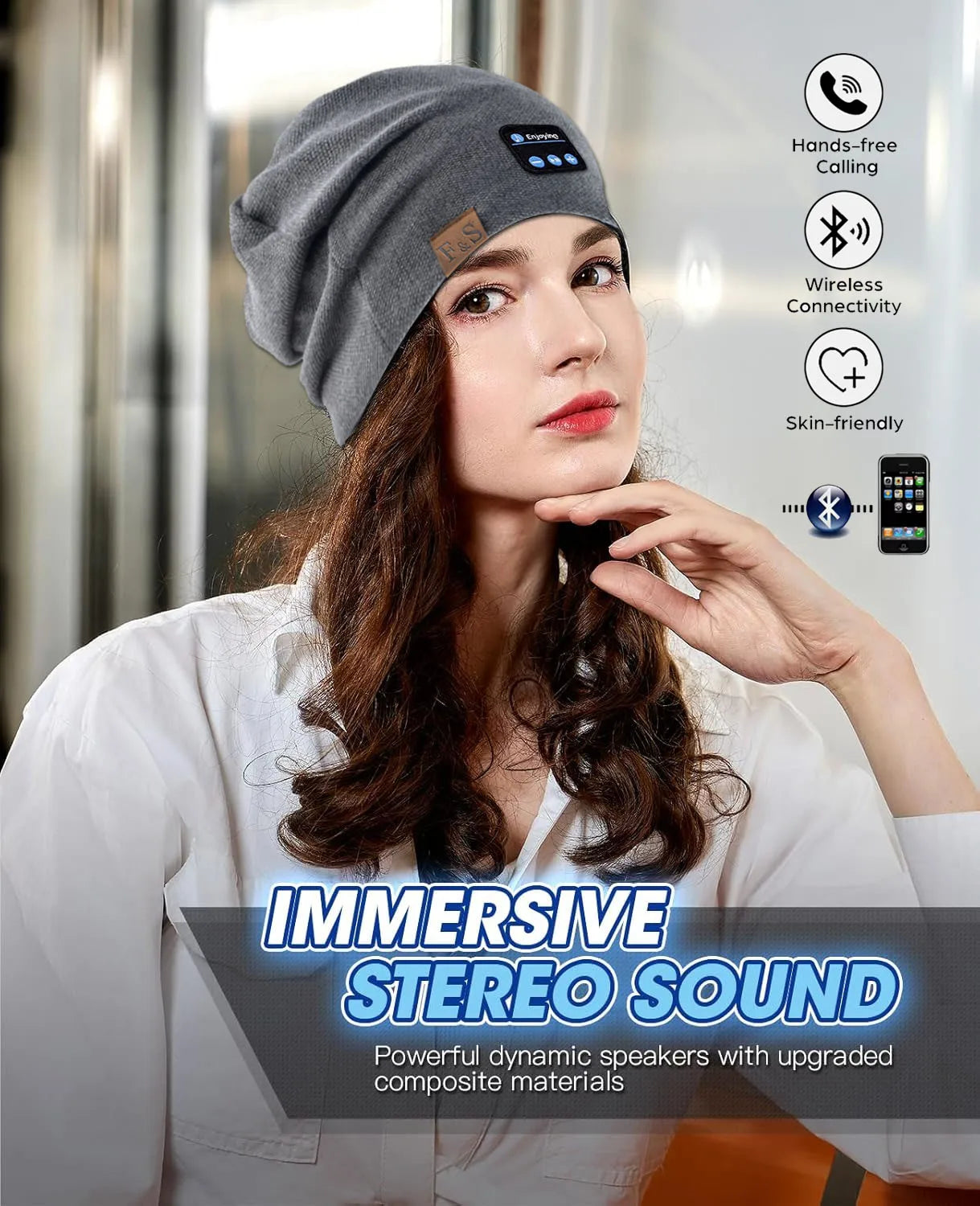 Bluetooth Headphone Wireless Smart Cap Headset Women Beanie Hat Speaker Hunting Camping Running Music Earphone Spring Autumn Hat