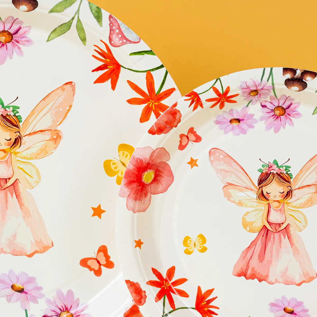 10/25/50pcs Floral Fairy Princess Paper Plates Disposable Butterfly Print Plates for Girls Enchanted Garden Party