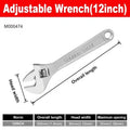 Adjustable Wrench Large Openin Long Handle Universal Spanner Clamp Steel Mechanical Workshop Hand Repair Tools 6/8/10/12 inchs