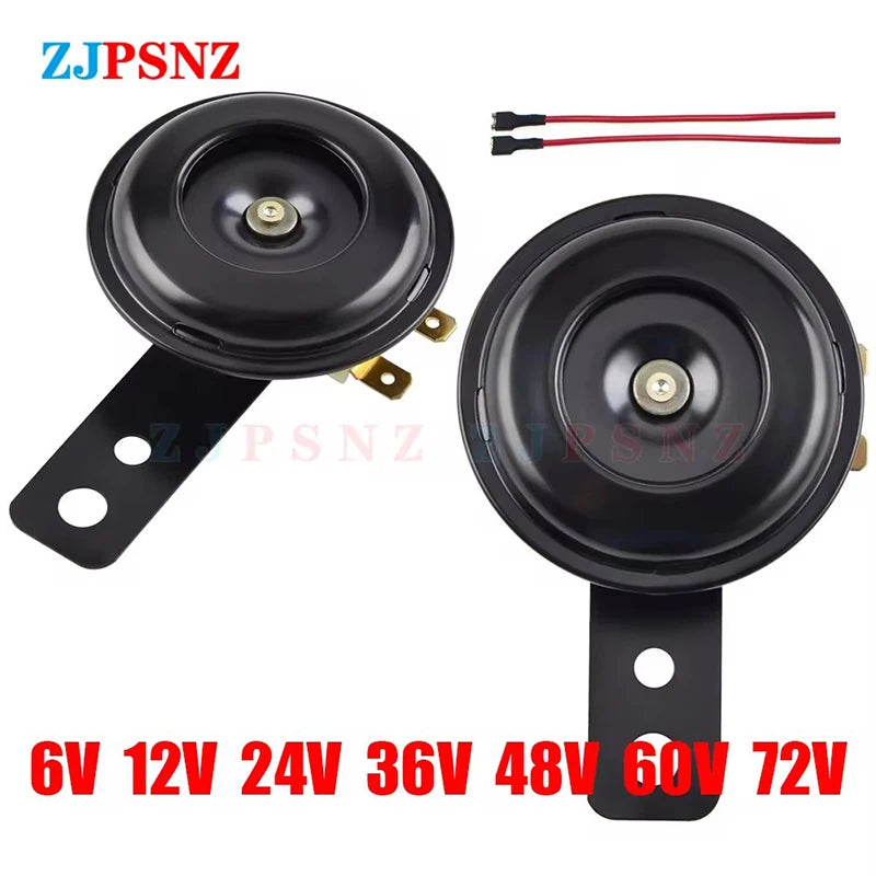 Horn 6V 12V 24V 36V 48V 60V 72V Scooter EBike Motorcycle Electric Horn Kits 105db 110db Waterproof Round Super Loud Horn Speaker