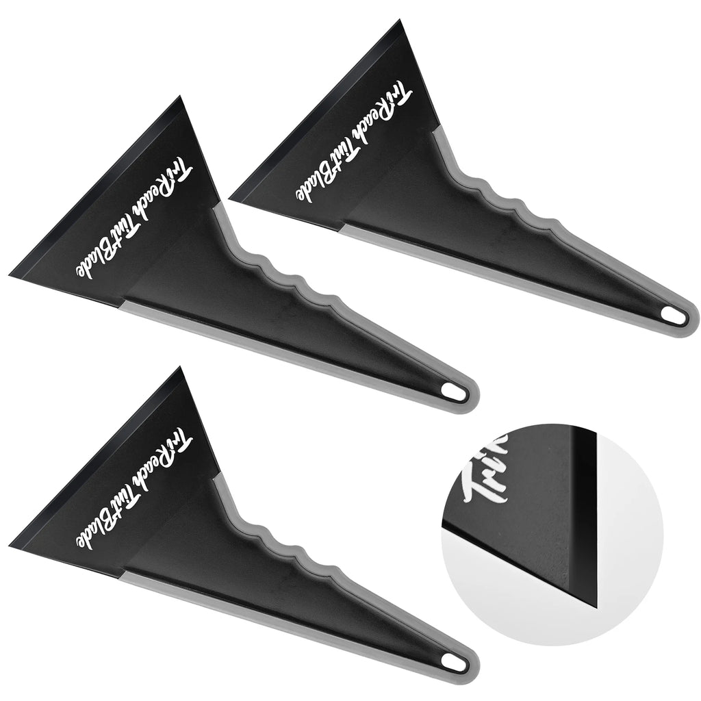 FOSHIO 3 Pack Sharp Triangular Squeegee Tool Plastic Contour Tip Scraper For Auto Car Glass Film Installation Windshield Tinting