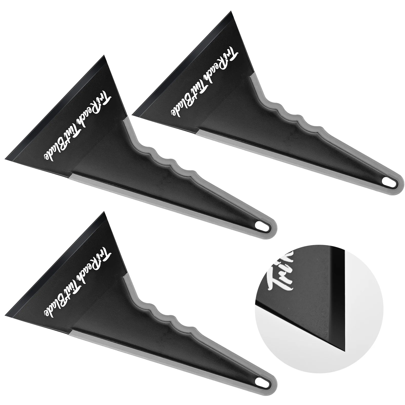 FOSHIO 3 Pack Sharp Triangular Squeegee Tool Plastic Contour Tip Scraper For Auto Car Glass Film Installation Windshield Tinting