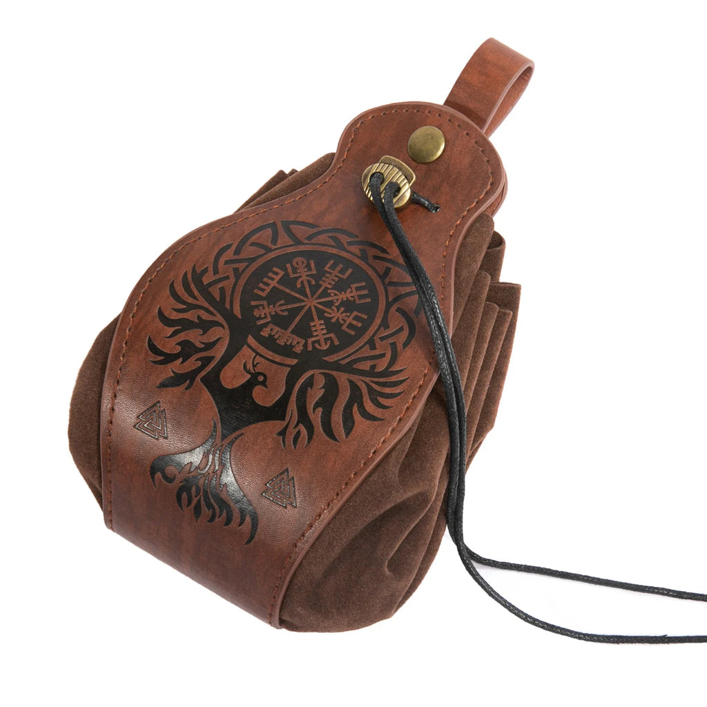 Artificial Leather Dice Bag Tray Design Viking Style Vintage Medieval Drawstring Pouch For D&D Role Playing RPG Game Coin Purse