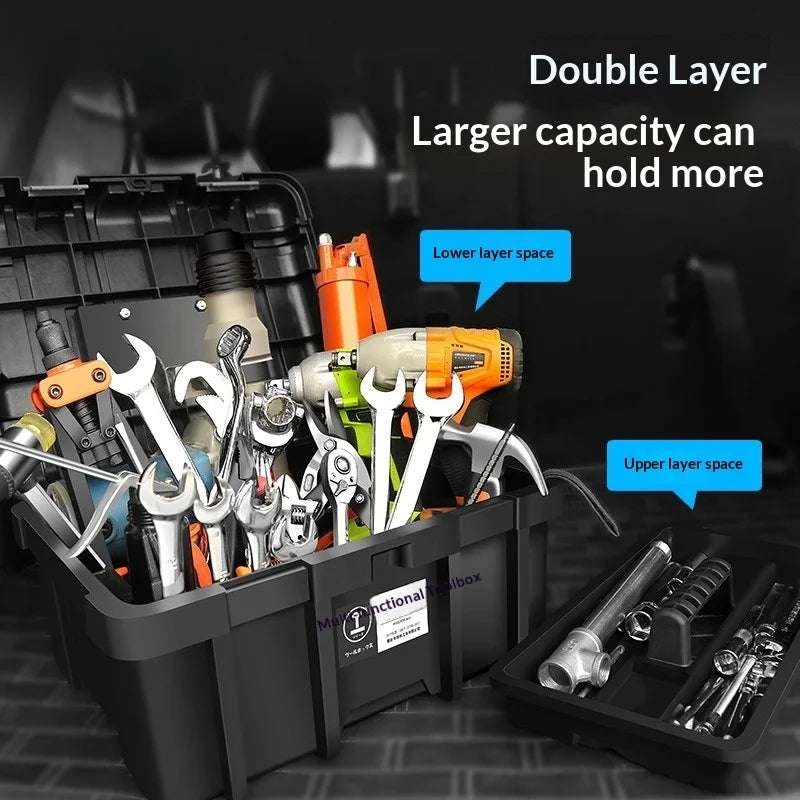 Tool Organizer Case Heavy Duty Metal Toolbox Portable Lockable Large Capacity Tool Chest Garage Workshop Mechanic Organizer