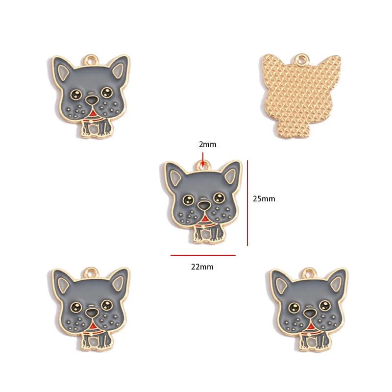12pcs Alloy Drip Oil Cute Pet Dog Jewelry DIY Pendant Earrings Necklace Accessories Keychain Pendant Handmade