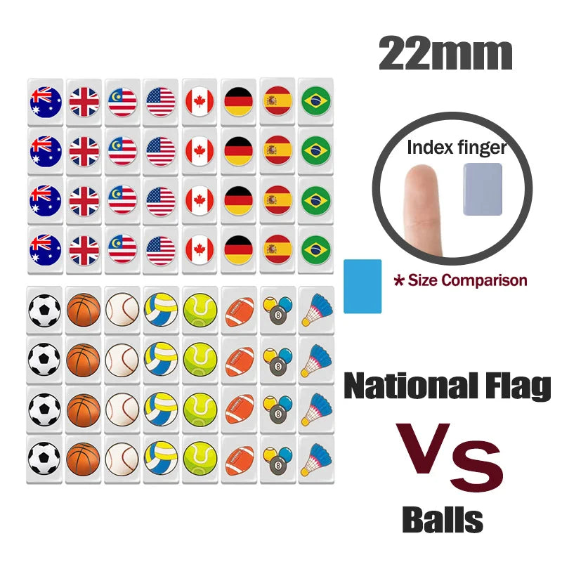 Kid Mini TikTok 64+1 Block Seaside Escape Mahjong Game with Pattern Flag Vs Ball Relax Time 1 2 3 4 Players Puzzle Game Toy Gift