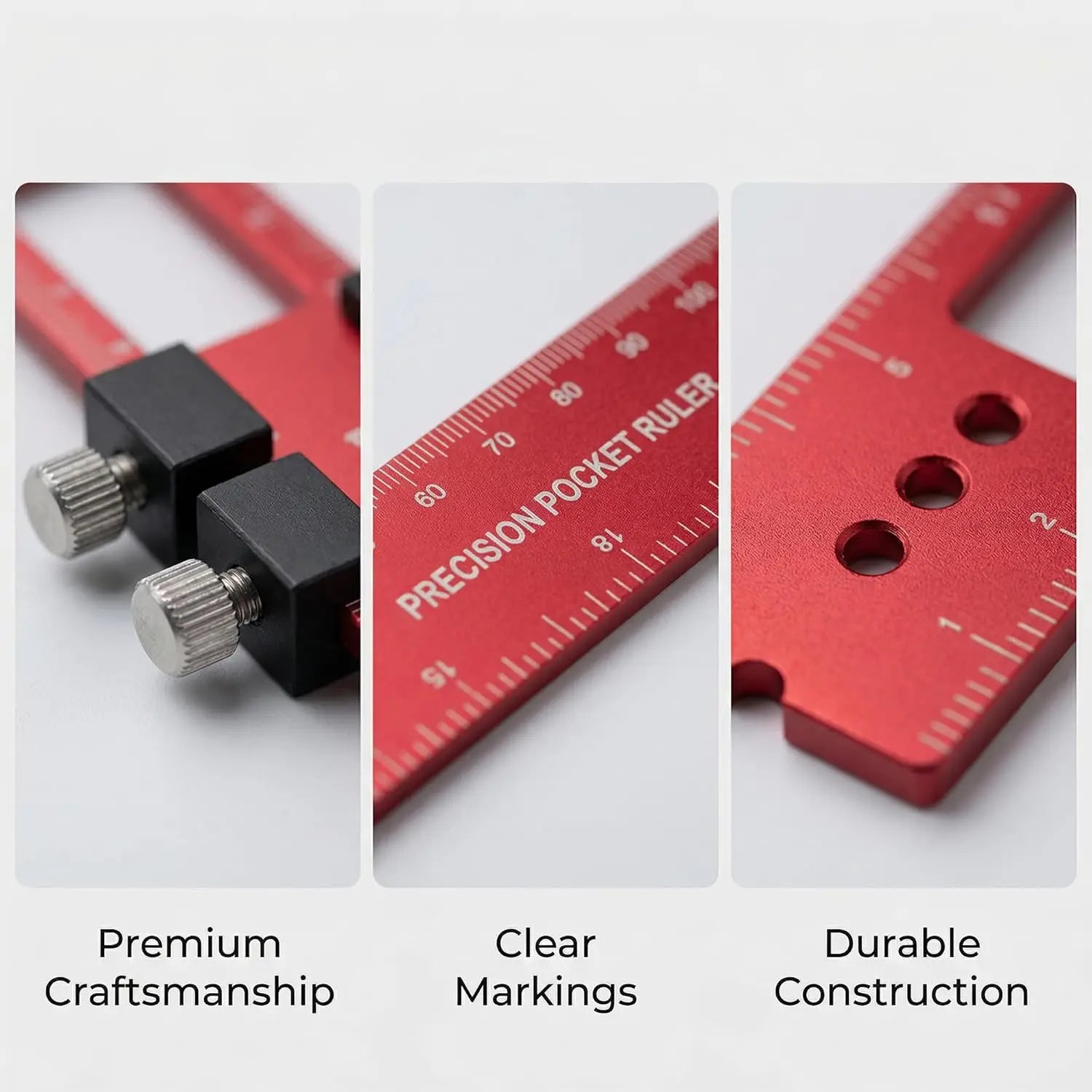 Precision Metal Slide Aluminum Alloy Pocket Ruler with Inch Metric Dual Scale for Woodworking Measurement Scribe DIY Hand Tools