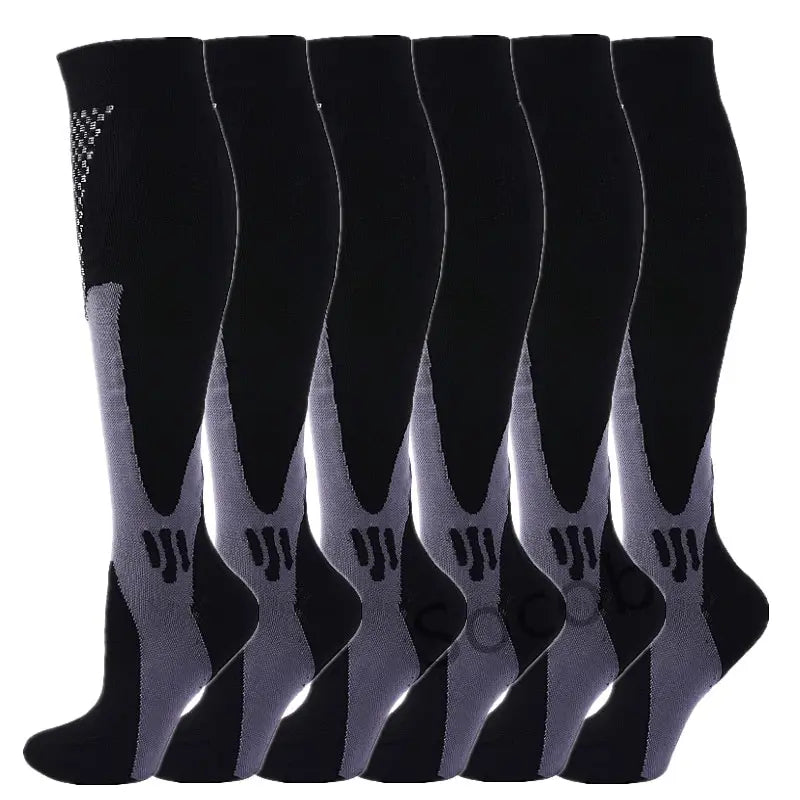 6/7 Pairs Compression Socks Varicose Diabetes Sock Running Cycling Hiking Touring Bicycle Marathon Outdoor Rugby Edema Long Tube