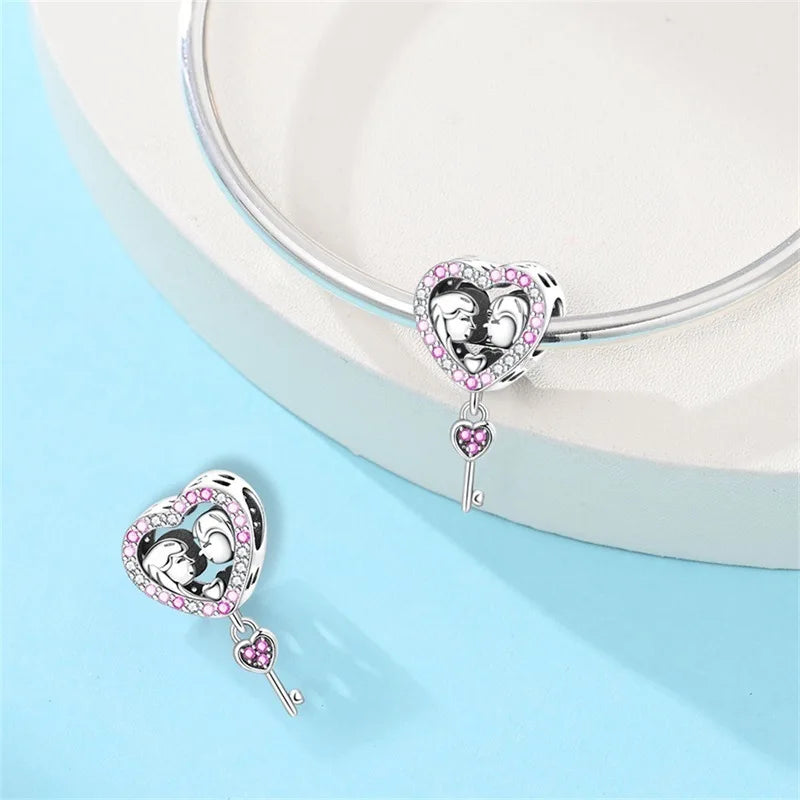 Original Charms Silver Plated Beads Fit Bracelets Charms Diy Women Gift Accessory Magic House Witch Heart Blue Crystal Pendant