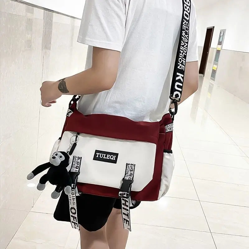 Men's Messenger Bag Japanese Fashion Large Capacity Handbags Shoulder Bag Casual Student Canvas Bag Nylon Tooling Crossbody Bags