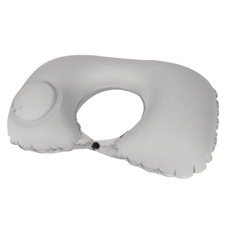 Inflatable Neck Air Pillow U Shape Neckrest Head Rest Portable Sleep Resting Folding Press Travel Pillow for Airplane Train Car