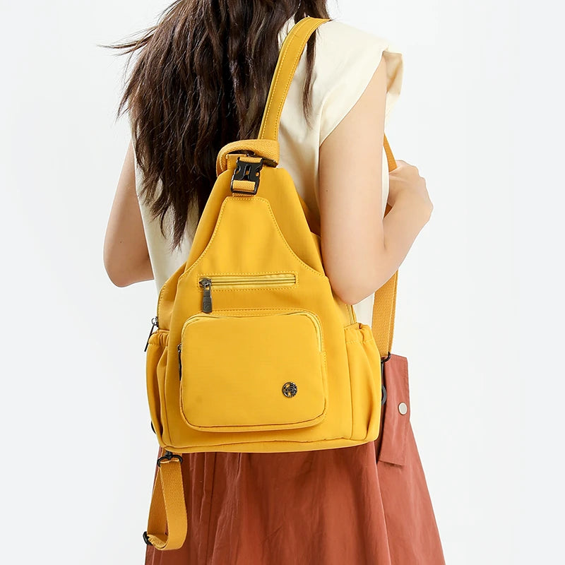 Women's Multifunctional 3-in-1 Shoulder Chest Bag, Convertible Small Backpack & Crossbody Fanny Pack, Lightweight Nylon Purse