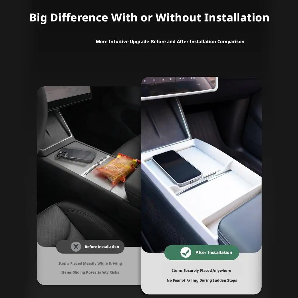 Car Interior Storage Accessories Center Console Organizer Rack Armrest Storage Box Exact Fit For Tesla New Model 3 Highland