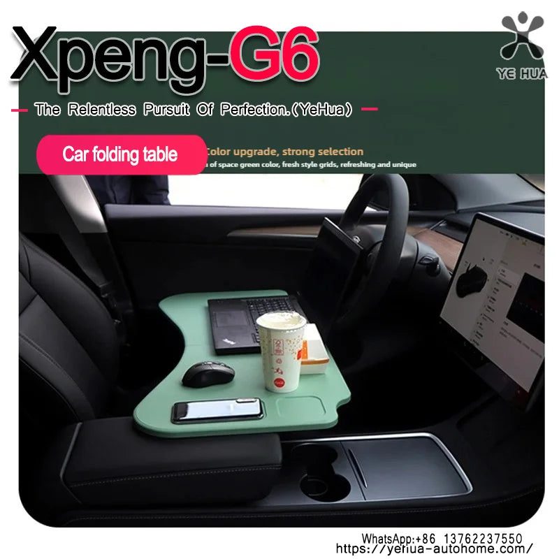 Folding Table For Xpeng G6 2023-2025 Multifunctional Laptop Notebook Desk Food Tray Car Drink Holder Tray Table