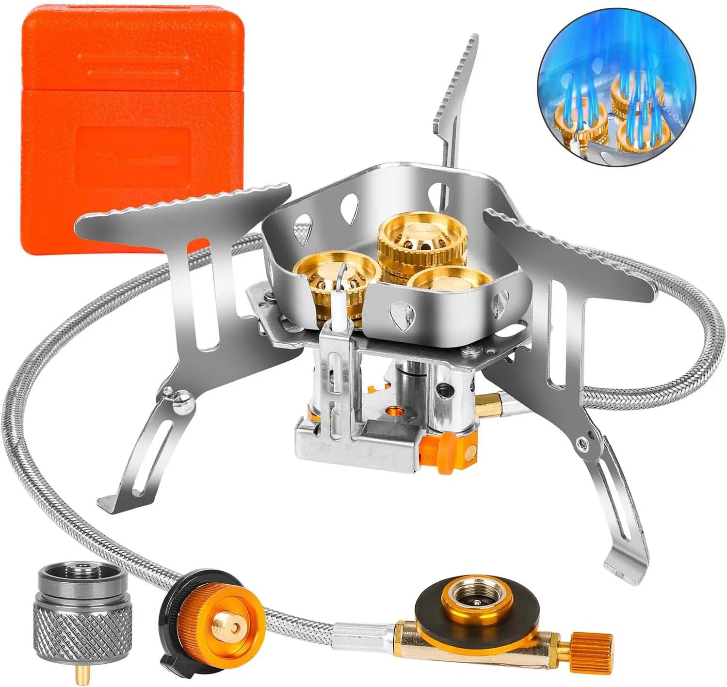 9900W Big Power Camping Gas Stove Portable Outdoor Windproof Stove Camping Picnic Survive Burner Foldable Hiking Gas Stove