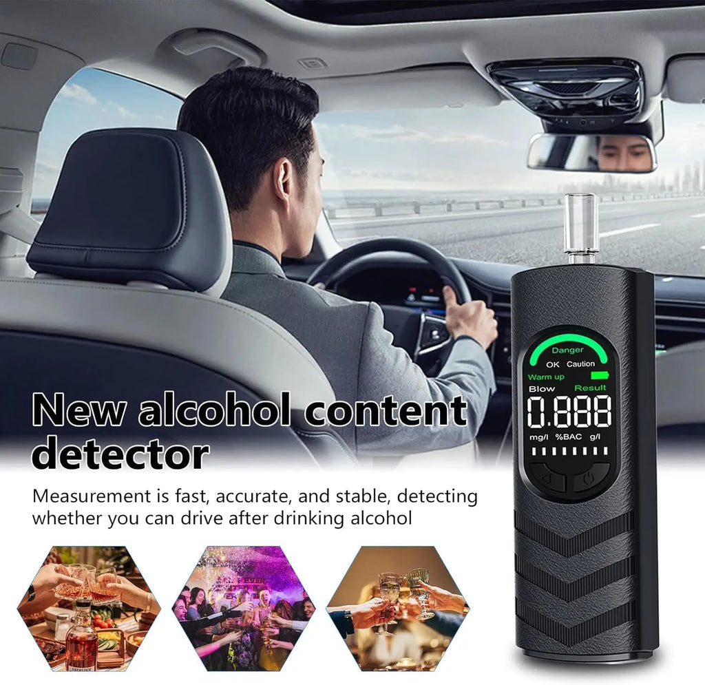 Professional Digital Alcohol Tester, Powered by Lithium-ion Batteries, Equipped with an LCD Screen for Breathalyzer
