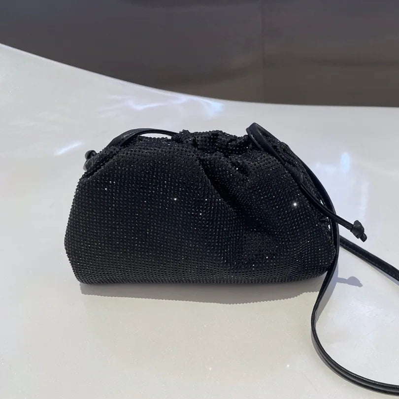 Luxury Designer Glitter Rhinestone Diamond Cloud Bag Evening Bag Wedding Party Clutch Purse Women Handbag Shoulder Messenger Bag