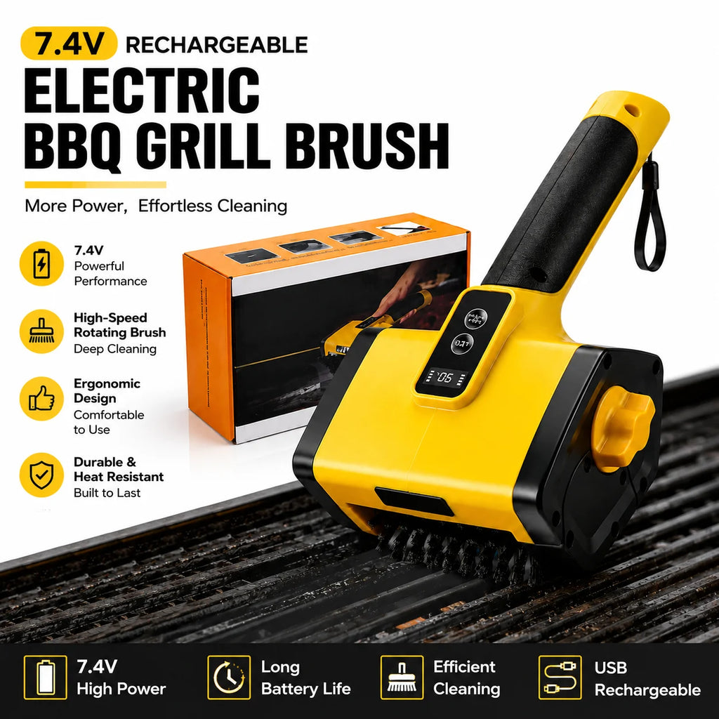 Barbecue Grill Brush 2-Speed Settings 800RPM Electric Grill Brush Grill Cleaner 3000 MAh for Outdoor Griddles Picnic Kitchen BBQ