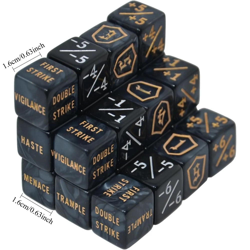 24pcs Counter Dice Plus 1 Tokens Life Token Dice Set +1/-1 Counters D6 Dice Bulk With Bag. Card Game Accessories