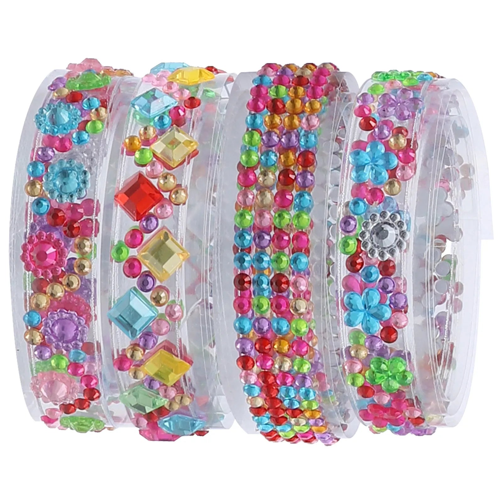 4 Rolls Water Drill Adhesive Sparkling Rhinestone Tape for DIY Crafts Wedding Party Decorative Acrylic Rhinestone Tape