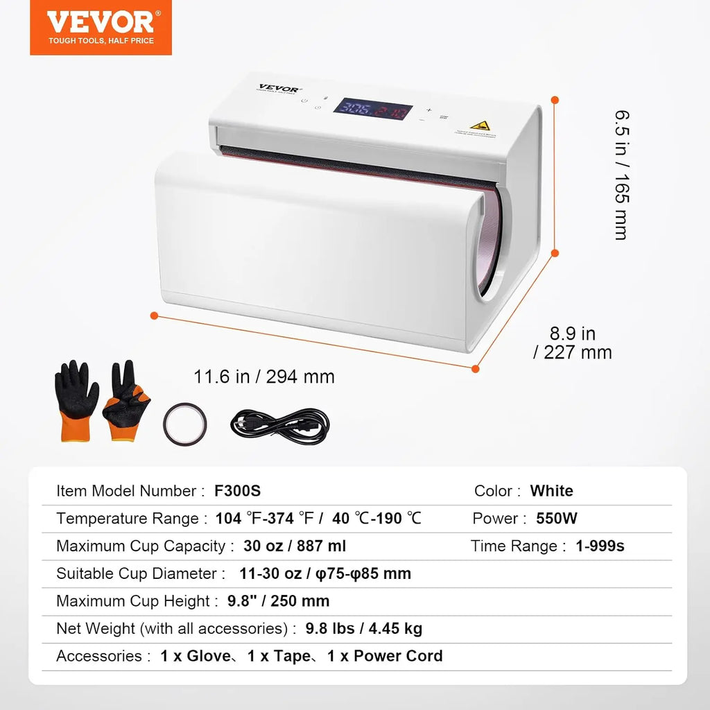 Auto Tumbler Heat Press Machine, Automatic Rotation Full Print Mug Press, Even Heating for 11-30oz Sublimation Tumblers