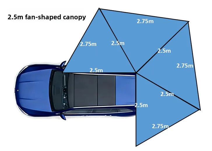 Canvas Car Awning Waterproof Heavy Duty 4x4 Camping SUV Trailer Side Aluminum Pole Sun Shelter for Overland Travel