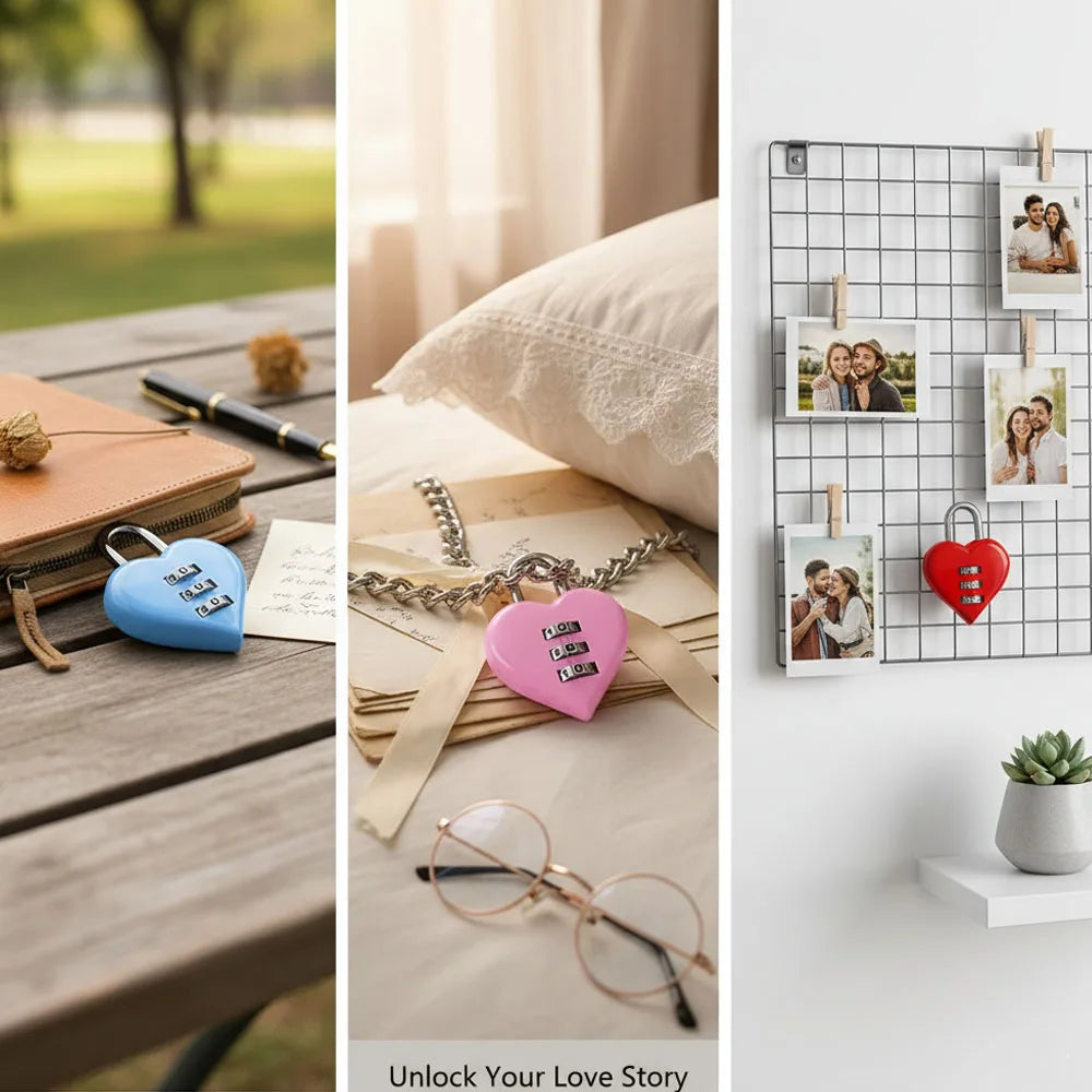 Heart Shaped 3 Digit Password Lock Mini Combination Padlock For Couple Wedding Party Favor Travel Accessory Anniversary Gift