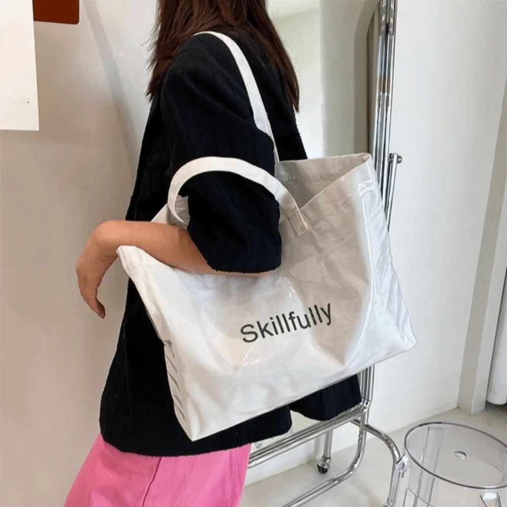 Large Capacity Transparent Jelly Bag Tote Bag Summer PVC Tote Bag Shoulder Pouch Beach Bag Letter Prints Handbags Shopping